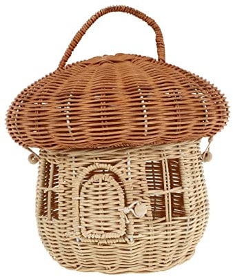 CAXUSD Handgefertigter Aufbewahrungskorb in Pilzform Gewebte Aufbewahrungskörbe Für Zuhause Dekorative Spielzeugaufbewahrung Für Jungen Und Mädchen