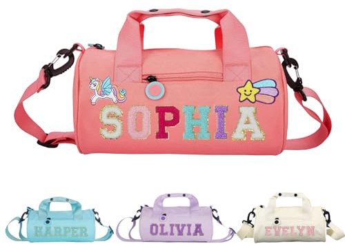 Personalisierte Kinder-Tanz-Ballett-Tasche, Chenille-Buchstaben-Reisetasche, Sporttasche, Reisetasche, rosa Cheerleader-Tasche für Mädchen, Tanztasche, besondere Leistung, Belohnungsgeschenk für