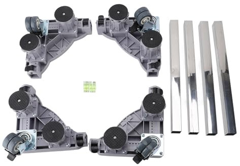 Niiyen Waschmaschinenrolle, Waschmaschinen Untergestell mit Bremse, PVC Möbelrollen Easymove Feststellbar, 360 drehbar Furniture Mover beweglicher Möbelsockel für Kühlschrank