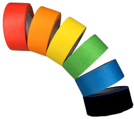 AntDau71® Klebeband für Standardmaskierung, 6 Rollen, gummiertes Klebeband, rückstandsloses Entfernen für 2 Tage, ohne Lösungsmittel. (25 mm x 15 m)