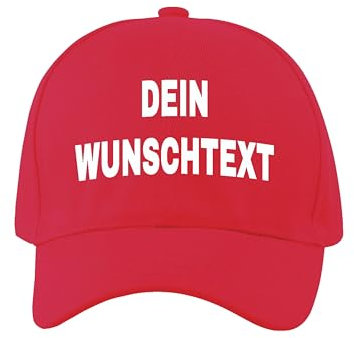Unisex Erwachsenen Cap Bedrucken Lassen - Mit Wunschtext personalisiert - Individuell als Geschenk für Herren und Damen selbst gestalten - Rot