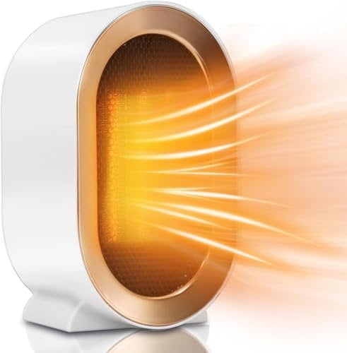 1200W Plug in Fan Heater, Space Heater for home, Overheat Protection&Tip-Over Protection, Low Noise Heating, Safe Electric Portable Fan for Office Home Room (White)