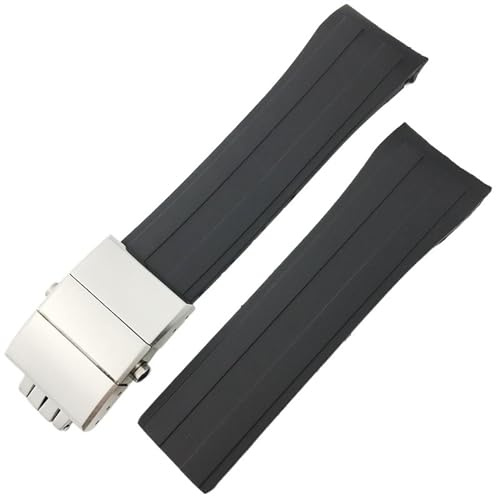KDEGK Silikon-Gummi-Armband, 21 mm, 22 mm, Ersatz für MIDO M026 Ocean Star HydroConquest, wasserdichtes Sportuhrenarmband(Black silver,21mm)