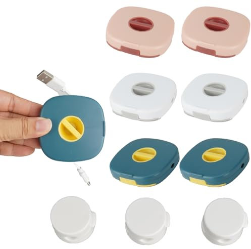 WATUNID 6PCS Cable Tidy Reel, Retractable Cable Management with 3PCS Strong Adhesive Desk Cord Holder, Portable Cable Winder, Versatile Cable Organizer for USB Cables Charging Cables Small Accessories