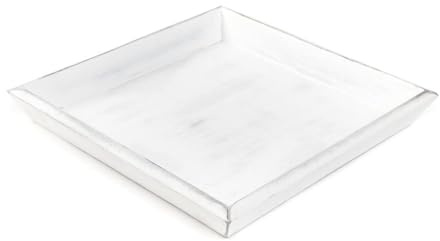 ROCKING GIFTS Vaciabolsillos de Madera Cuadrado con Pintura Blanca Desgastada, Bandeja Decorativa Centro Mesa Minimalista, 20 cm