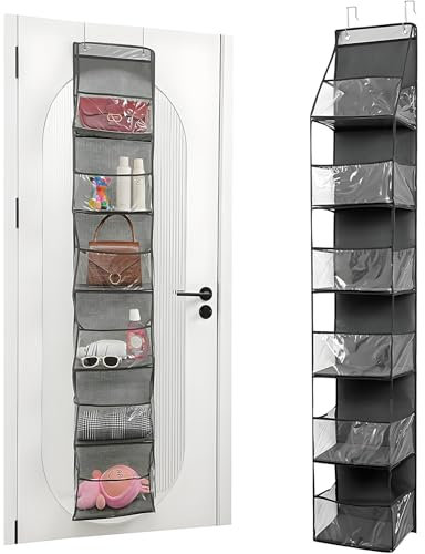 CALLYSONIC Hängeorganizer, Schuhstapler, Tür Organizer mit 6 Durchsichtigen Fächern, Spind Schrank, Türregal zum Einhängen für Handtaschen, Spielzeug, Kleinteile, Kosmetik, Kleidung