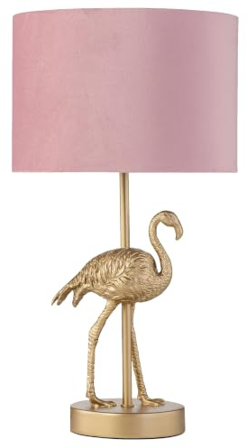 firstchoicelighting Flamingo - Gold Table Lamp with Pink Velvet Shade