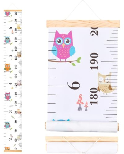 CREATCABIN Eulen Wachstumstabelle Wand Cartoon Höhenmessung Höhenwachstumstabelle Hängendes Wachstumslineal Wanddekoration Abnehmbare Höhenwachstumstabelle Für Wohnzimmer Dekoration 150x20cm Tier