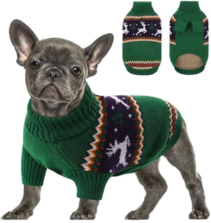 Queenmore Weihnachtspullover Grosse Hunde Wärme Strick Pullover | Hund Strickmantel Hundepullover Zopfmuster für Labrador, Border Collie & Golden Retriever, Hirsch, Xl