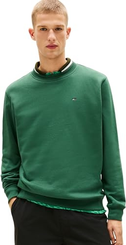 Tommy Jeans Herren Sweatshirt Regular Fit Flag Fleece Rundhalsausschnitt, Mehrfarbig (Shadow Pine), M