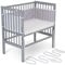FabiMax Baby Beistellbett für Boxspringbetten, stufenlos höhenverstellbar, Buchenholz massiv, grau lackiert (Matratze Comfort, Weiße Sterne)