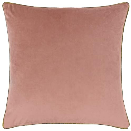 furn. Meridian Polyester Filled Cushion (Blush/Gold - 45 x 45cm) | Soft velvet cushion with contrast piping and polyester filling. 45 x 45cm. Ready to style.