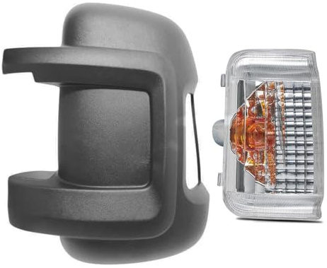 1x Außenspiegel Abdeckung Spiegelblinker Links Fahrerseite Schwarz Kurz | Kompatibel mit Peugeot Boxer Citroën Jumper Fiat Ducato 2006+ Spiegelkappe Blinkleuchte Kurz Arm 735424437 71748255