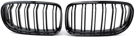 Sport KüHlergrill,KüHlergrill Schwarz Auto Frontstoßstangengrill Nieren Racing Grill Gitter Passend für BMW E60 E61 5 Serie 2003-2009 Glanz Schwarz(M Color)