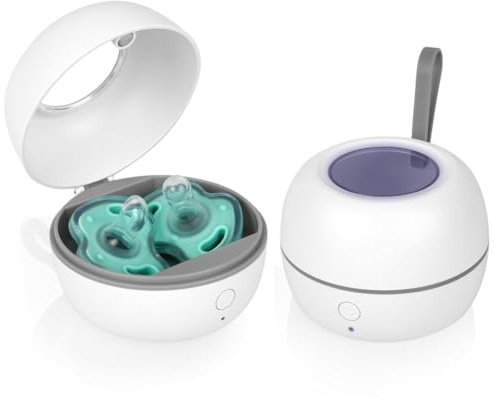 HOTUT Dummy Steriliser, Portable UV Steriliser, Mini UV-C Sanitizer Box for Pacifier, Type-C Rechargeable, Auto Shut-Off, Kills 99.9% of Bacteria, Baby Pacifier Steriliser On The Go(Large)