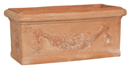 Biscottini Pot en terre cuite artisanal Made in Italy 61 x 29 x 27 cm – Jardinière rectangulaire pour plantes – Pots décoratifs extérieur et intérieur – Bol en terre cuite pour fleurs – Pot moderne