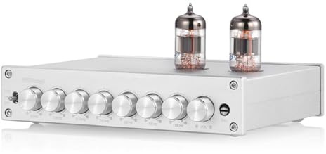 7-Band EQ Preamp Equalizer, Vacuum Tube Preamplifier with XLR RCA Inputs & Outputs - for Home Stereo HiFi System, Amplifiers, Active Speakers, For Cars/Home Speaker(Silver)