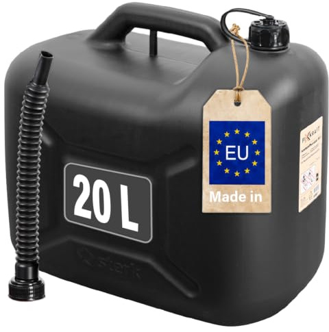 FIXKRAFT Benzinkanister 20L Diesel Kanister mit Ausgießer & Verschluss Dieselkanister 20 Liter Reservekanister Benzin Kraftstoffkanister Kunststoff (Schwarz)