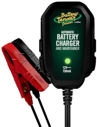 Battery Tender Junior 12V Charger and Maintainer: Automatic 12V Powersports Battery Charger and Maintainer for Motorcycle, ATVs, and More - Smart 12 Volt, 750mA Battery Float Chargers - 021-0123