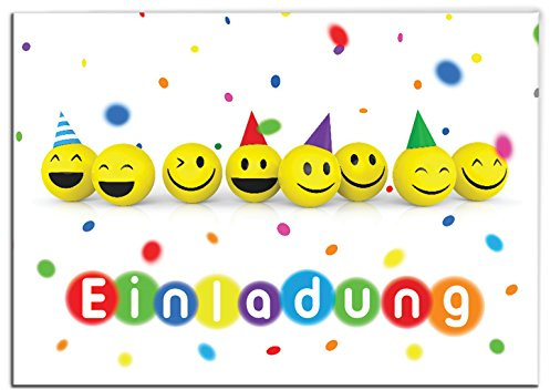 JuNa-Experten 12 Einladungskarten Kindergeburtstag Mädchen Jungen Party-Bälle Jungs Geburtstagseinladungen Einladungen Geburtstags Party Kartenset