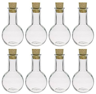 Set di bottiglie in vetro con tappo a pressione in sughero, 8 o 12 pezzi, capacità 100 ml, bottiglia tulipano, da liquore, da olio, ecc., tappo in sughero , 8 pezzi