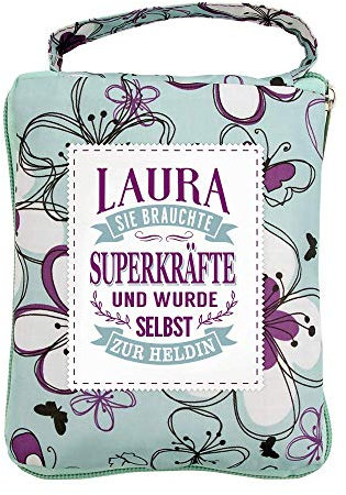 History & Heraldry Design Top Lady Tasche: Laura/Einkaufstasche, Strandtasche, Sporttasche, Blumenmuster/vielseitig, praktisch, personalisiert mit Name und Spruch