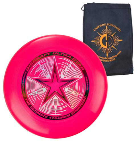 Discraft Ultrastar Disque volant 175 g – Ultimate Frisbee Competition Spec – Sac de jonglage en cascade inclus (Rose)