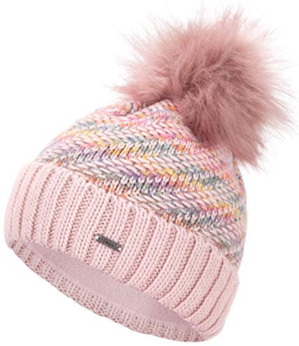 Faera Gorro de Invierno cálido Forro y Piel sintética Gorro de pompón Forro Polar Gorro de Invierno de Punto Gorro de Punto Hombre Mujer Talla única, Color:Rosa Fucsia