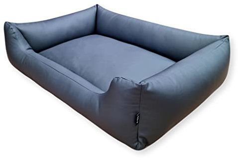 4L Textil Mario Wasserfestes Hundebett Kunstleder für Große Hunde - Hundekorb XL Leder Imitat (140x110 cm, Graphit)