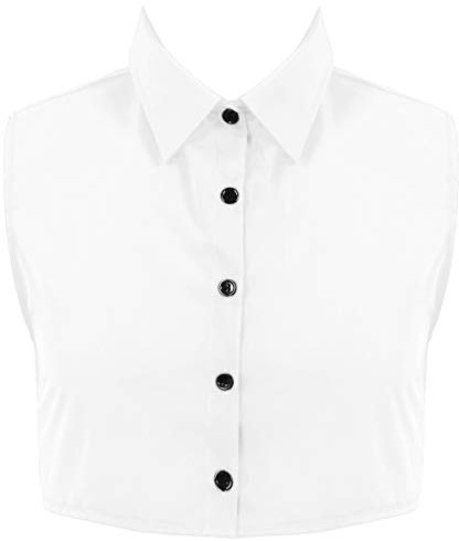 IEFIEL Demi-Chemise Homme Maillots de Corps à Boutons sans Manches en Coton Faux Col Collier Détachable M-XXL Blanc XL