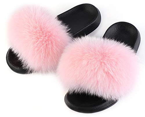 FOLOBE Pantofole da donna in pelliccia sintetica con punta aperta | Pantofole da casa, Ciabatte soffici, Morbide, Abbigliamento da esterno, Casual, Festa, Appuntamento, Quotidiano