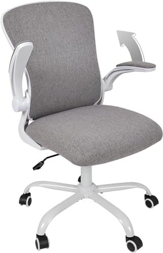 Fullwatt Office Chair, Flip-up Armrest Ergonomic Desk Chair Computer Task Chair Mesh with Armrests lumbar support Mid-Back for Home Office Conference Study Room, Deep Grey