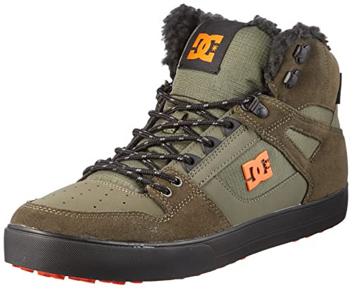 DC Shoes Herren Pure High-Top Sneaker, Dusty Olive/ORANGE, 41 EU