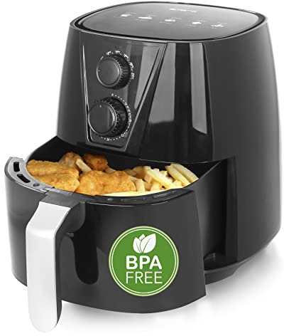 Emerio AF-126667 SmartFryer, AirFryer, Heißluftfritteuse, Frittieren mit heißer Luft ohne zusätzliches Öl, XL, 3.8 Liter Volumen, Cool Touch, BPA frei, schnelle Aufheizung, 1450 Watt Schwarz