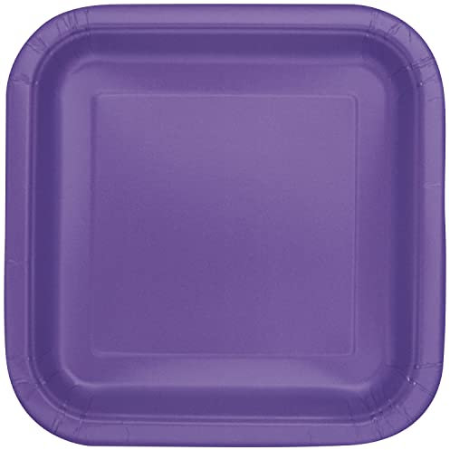 Unique 14 assiettes carrées en carton 23 cm Violet fluo 46979
