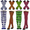 Barrlves 2/4 Sets gestreifte Kniestrümpfe für Damen, lange gestrickte Armstulpen, fingerlose Handschuhe für Halloween-Kostüm, 4 Sets gestreift, schwarz + rot + grün + rosa, Einheitsgröße