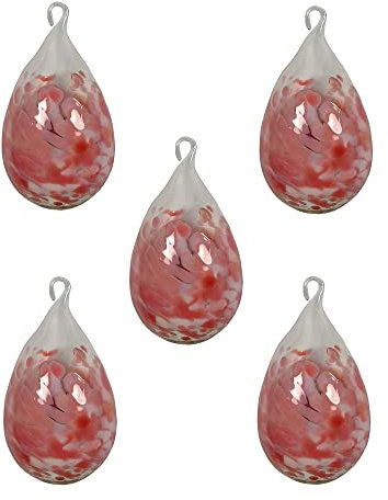 Lauschaer Glas Ostereier aus Glas mit Granulat Verschiedene Größen und Sets mundgeblasen handgeformt (5, opalrosa mit opalweiß)