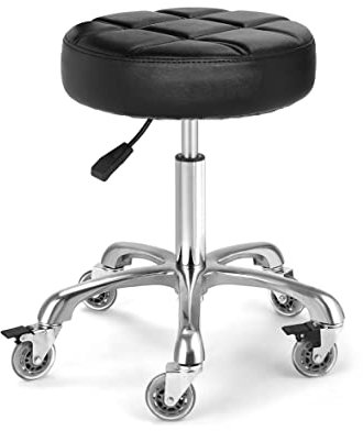 McDooFly Adjustable Heavy Duty Stool - Rolling Stools with Locking Caster Wheels - Swivel Stools Backless Chair for Beauty Hair Salon Spa Home Kitchen Office Shop Massage(Black, Height 47 to 57cm)