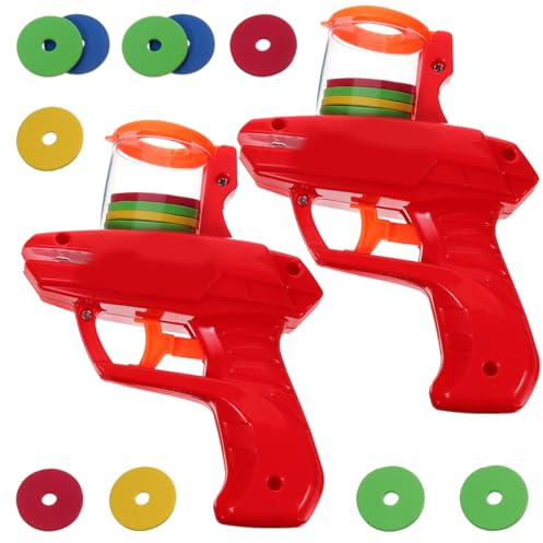 jojofuny 2Pcs Flying Disc Launcher Toy for Kids - Soft Foam Saucer Shooter for Outdoor Garden Games - Portable Disk Emitter for Active Play & Family Activities (Random Color)