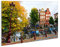 Wallario Schlüsselbrett aus Glas 30 x 20 cm, Wand Schlüsselhalter mit 4 Haken, Motiv: Herbst in Amsterdam