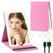 Jadazror Reisespiegel mit LED-Lichtern – 20,3 x 14 cm beleuchteter Make-up-Spiegel, 3 Farbmodi, tragbarer Kosmetikspiegel mit Licht aus PU-Leder, Schreibtisch-Kosmetikspiegel, Reisezubehör für Frauen