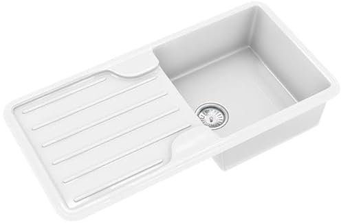Liquida ELGS10WH 1.0 Bowl Comite Reversible Inset Gloss White Kitchen Sink