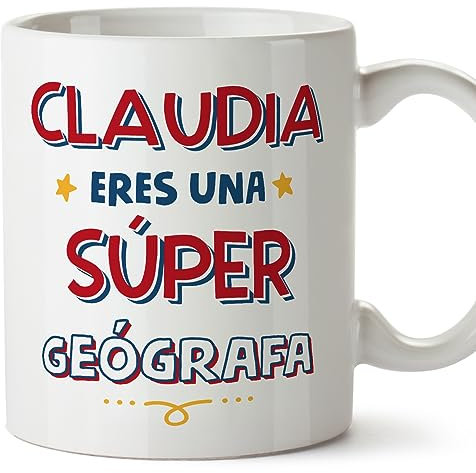 MUGFFINS Tazas Personalizadas para GEÓGRAFA mujer - En Español - Eres Súper - 11 oz / 330 ml - Regalo Personalizable original y divertido