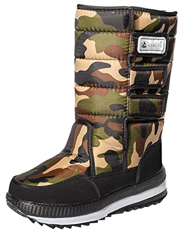 IQYU Scarpe militari da uomo impermeabili scarpe 97 da uomo paio di stivali invernali caldi e freddi resistenti agli spruzzi d'acqua passante per gancio ad acqua ispessito stivali da neve trasparenti