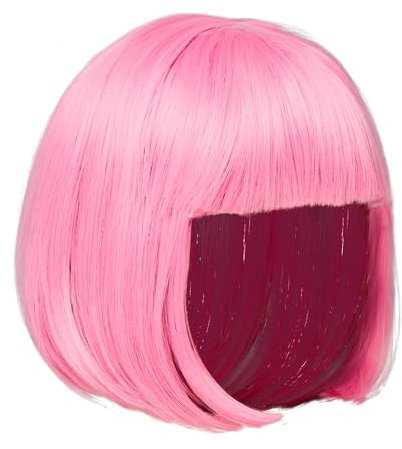 TrendandStylez Bob Perücke unisex, pink, Pagenkopf mit Pony, Damen und Herren Kunsthaar, Wig für Karneval, Fasching, Cosplay