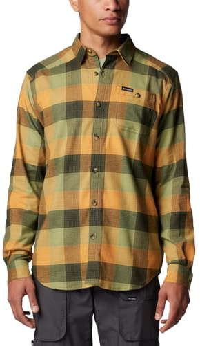 Columbia Men's Cornell Woods Flannel Long Sleeve Shirt, Greenscape Ombre Buffalo, Medium