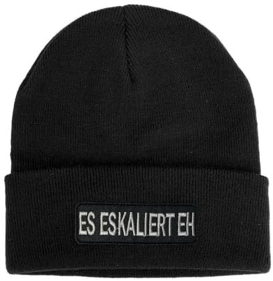 No Face No Name Mütze Es Eskaliert Eh in schwarz I Unisex I bestickter Aufnäher I Beanie Strickmütze Wintermütze