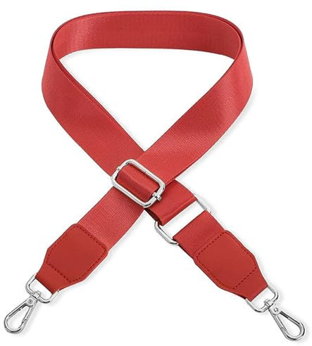 Schultergurt für Handtasche Laptoptasche - Rot [Metallfarbe: Silber] - Länge verstellbar 89-142 cm - Breite 3,8 cm - Ersatz Gurt Band Schulterriemen Strap Umhängegurt für Laptoptasche