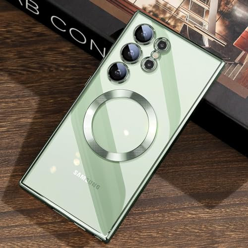 JUESHITUO für Samsung Galaxy S24 Ultra Hülle für MagSafe (Mit Integrierter Kameraschutz) [TOP N56 Starke Magnete] Handyhülle Samsung S24 Ultra 5G Cover für Frauen Galaxy S24 Ultra Case Titan Grün
