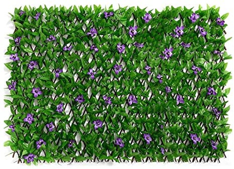 Aeutwekm Haie Artificielle avec Fleurs, clôture d'intimité Extensible, Panneaux de Treillis de Jardin avec Feuilles, clôture de Jardin pour clôture, Jardin, terrasse, décoration Murale